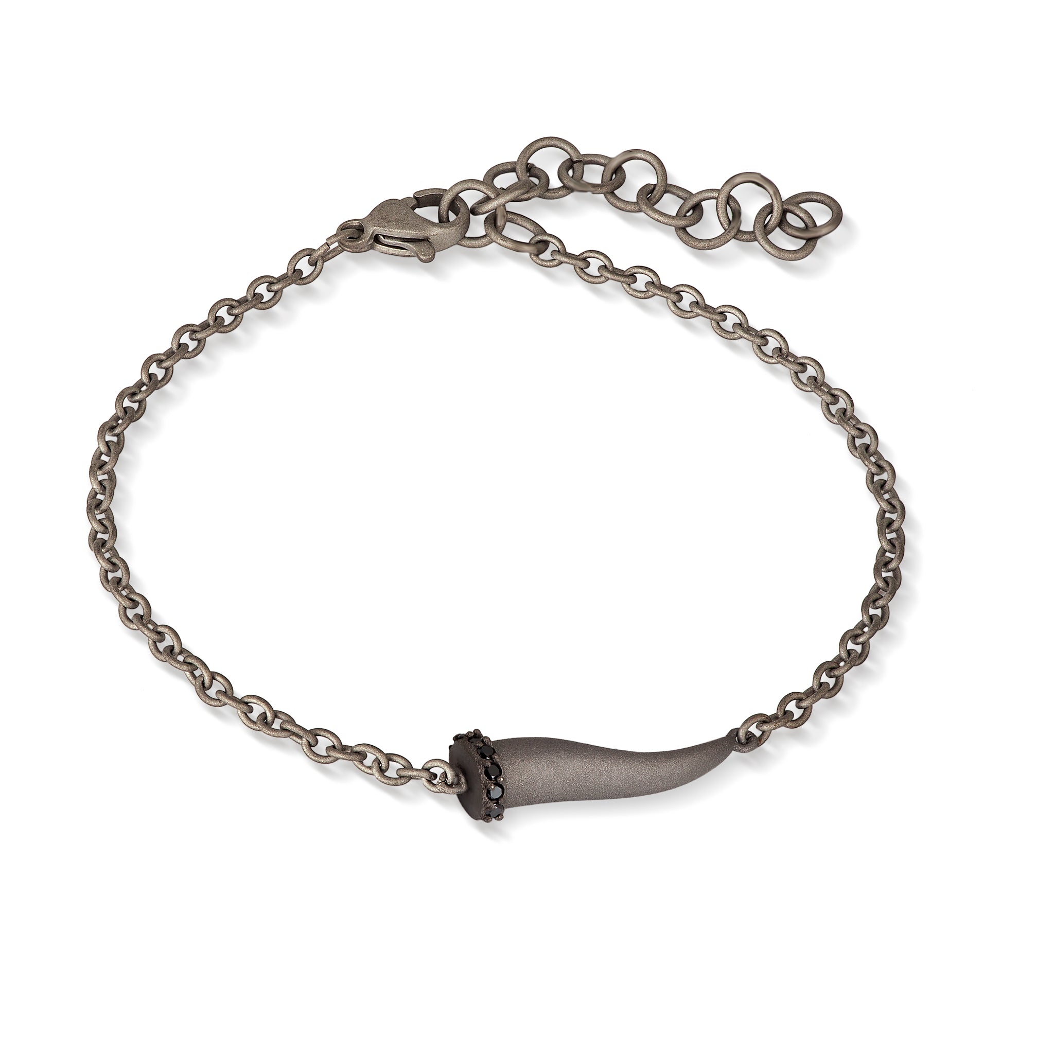 BRACCIALE CHARMS CON CORNETTO IN TITANIO, 5 BLACK E CATENA