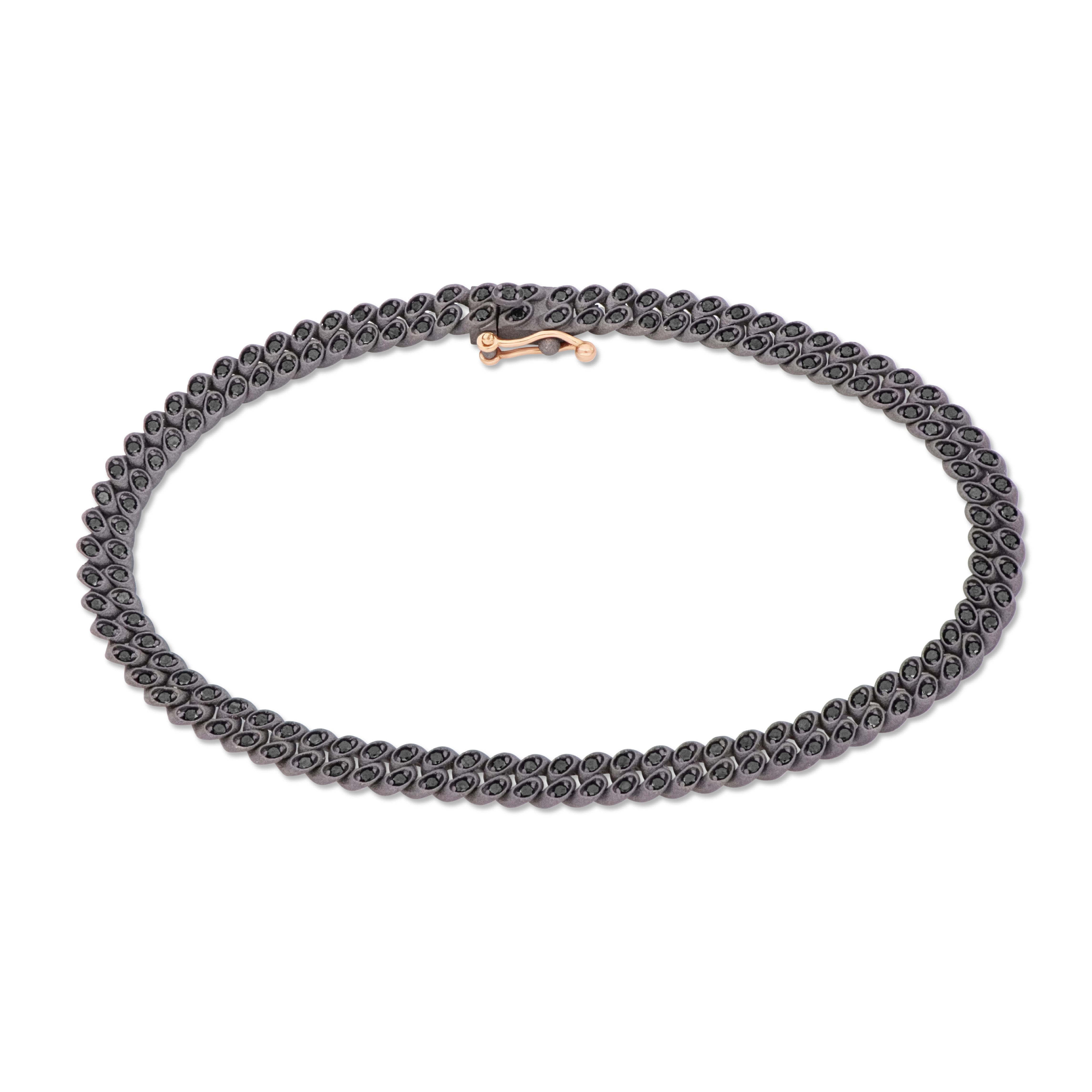 BRACCIALE GROUMETTE MINI IN TITANIO, DIAMANTI BLACK E ORO ROSSO 18KT