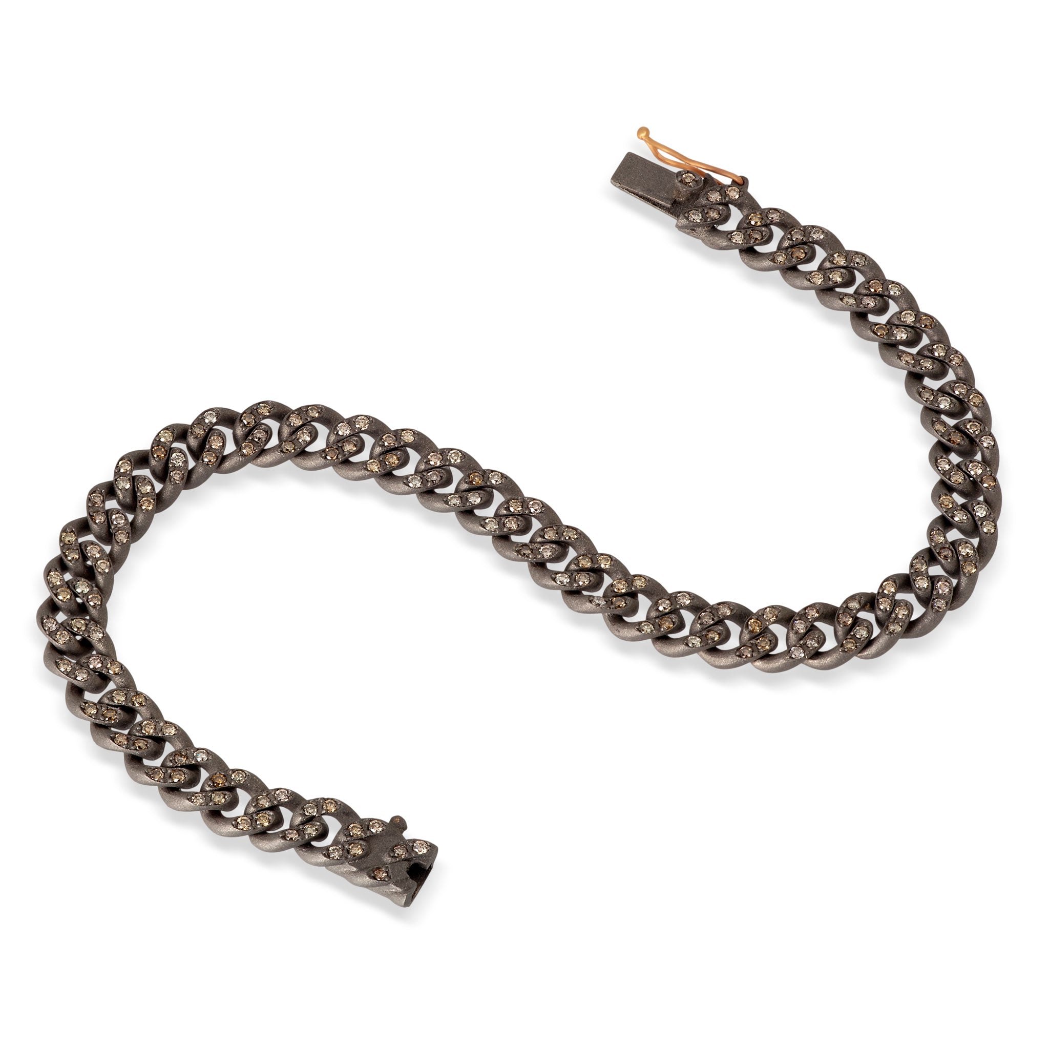 BRACCIALE UOMO IN TITANIO, DIAMANTI BROWN E ORO ROSSO 18KT.