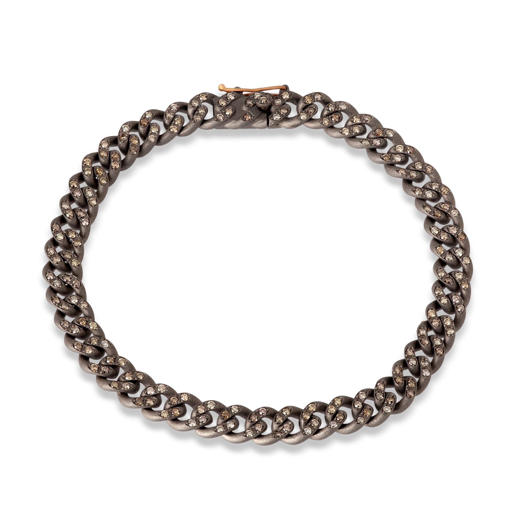 BRACCIALE UOMO IN TITANIO, DIAMANTI BROWN E ORO ROSSO 18KT.