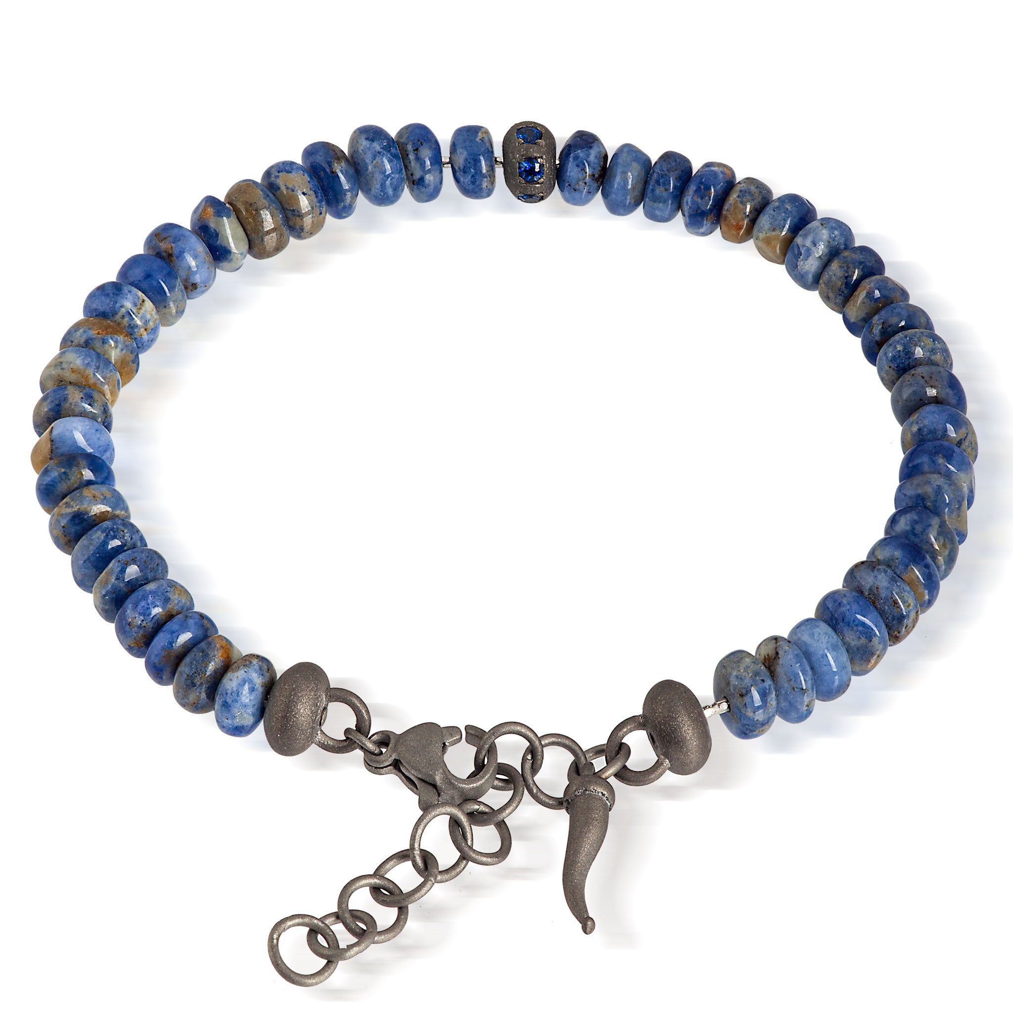 BRACCIALE UOMO SFERE IN TITANIO, SODALITE E ZAFFIRI BLU DA 3 PUNTI