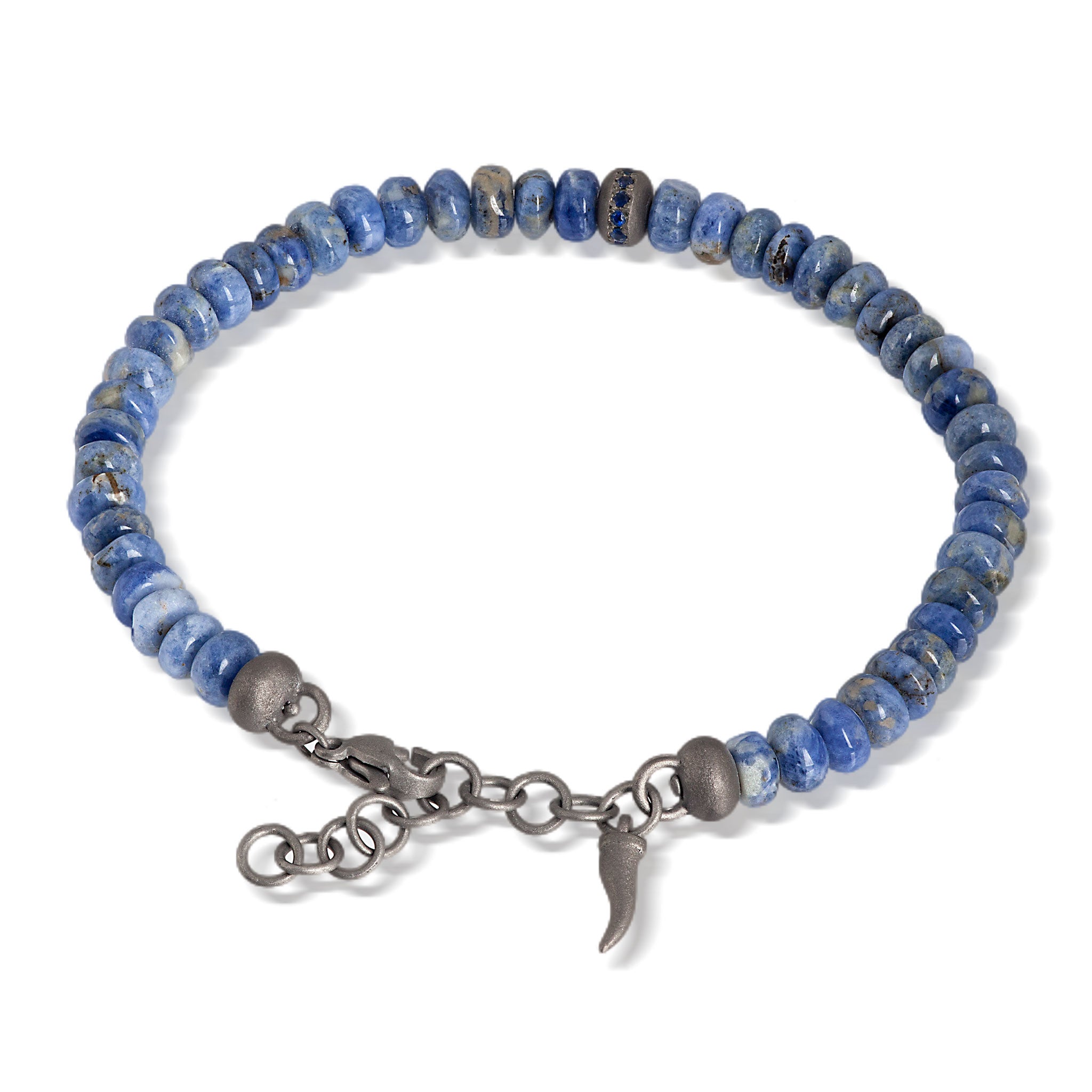 BRACCIALE UOMO IN TITANIO, SODALITE E ZAFFIRI BLU