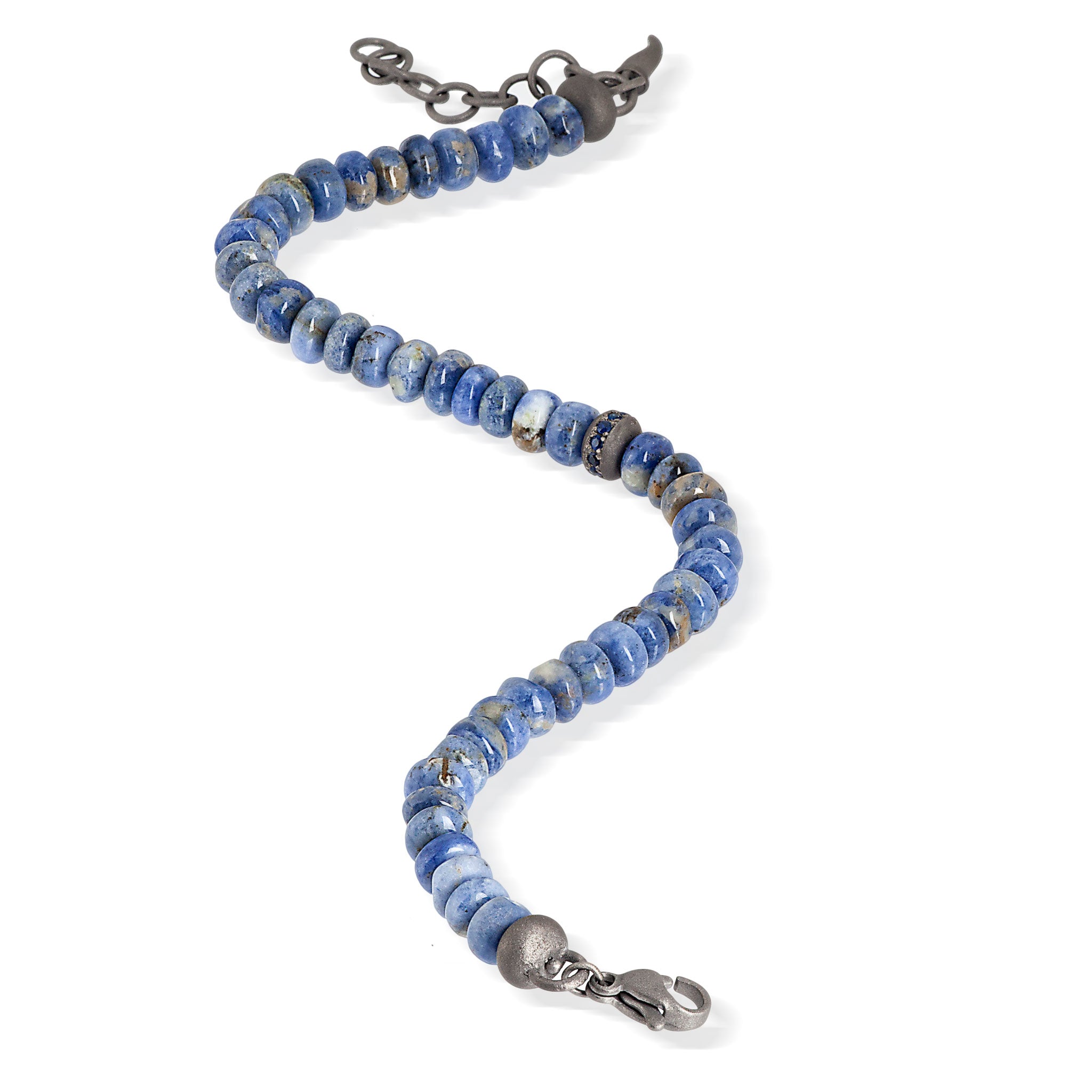 BRACCIALE UOMO IN TITANIO, SODALITE E ZAFFIRI BLU