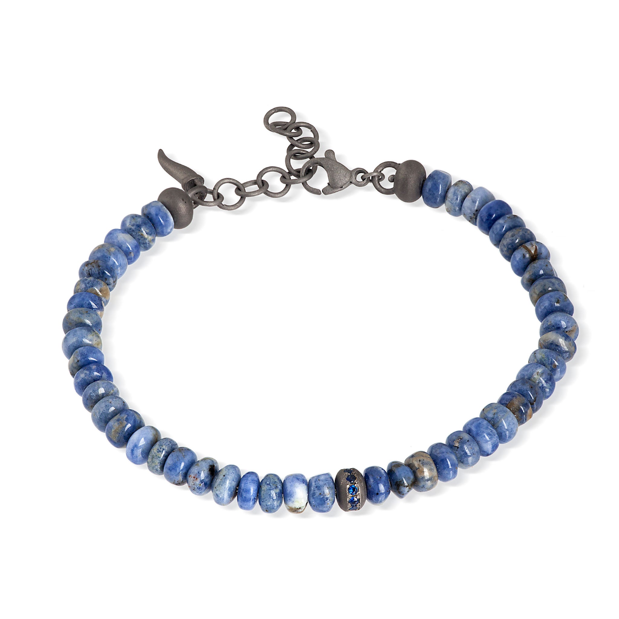 BRACCIALE UOMO IN TITANIO, SODALITE E ZAFFIRI BLU