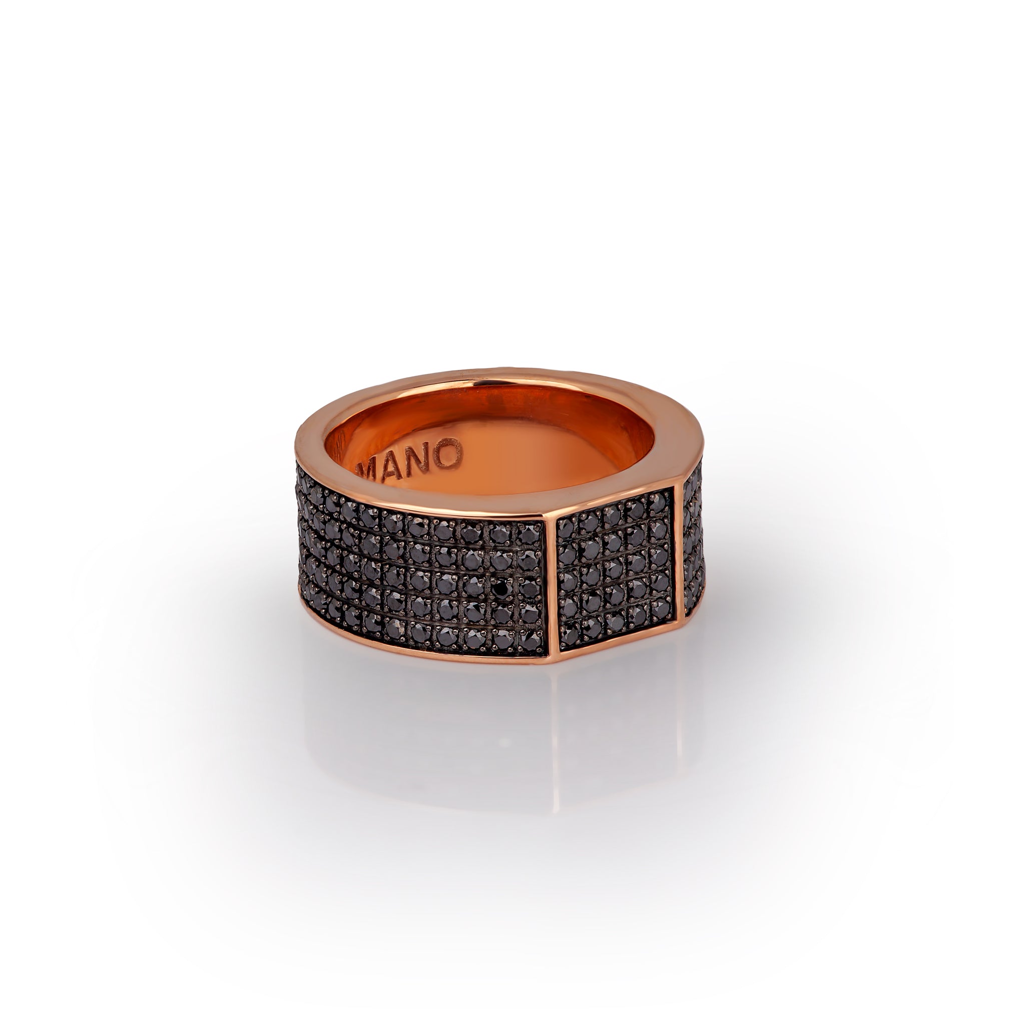 ANELLO UOMO IN ORO ROSSO 9 KT E 225 DIAMANTI BLACK.