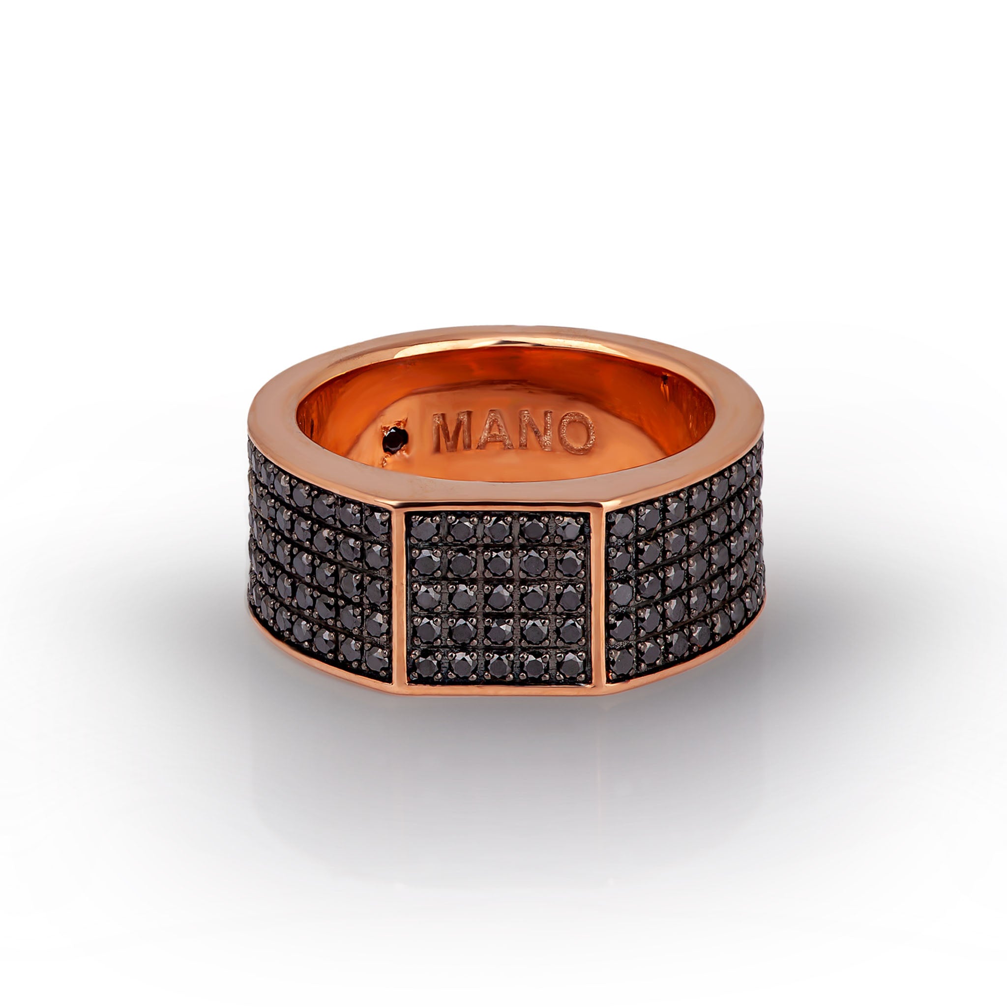 ANELLO UOMO IN ORO ROSSO 9 KT E 225 DIAMANTI BLACK.