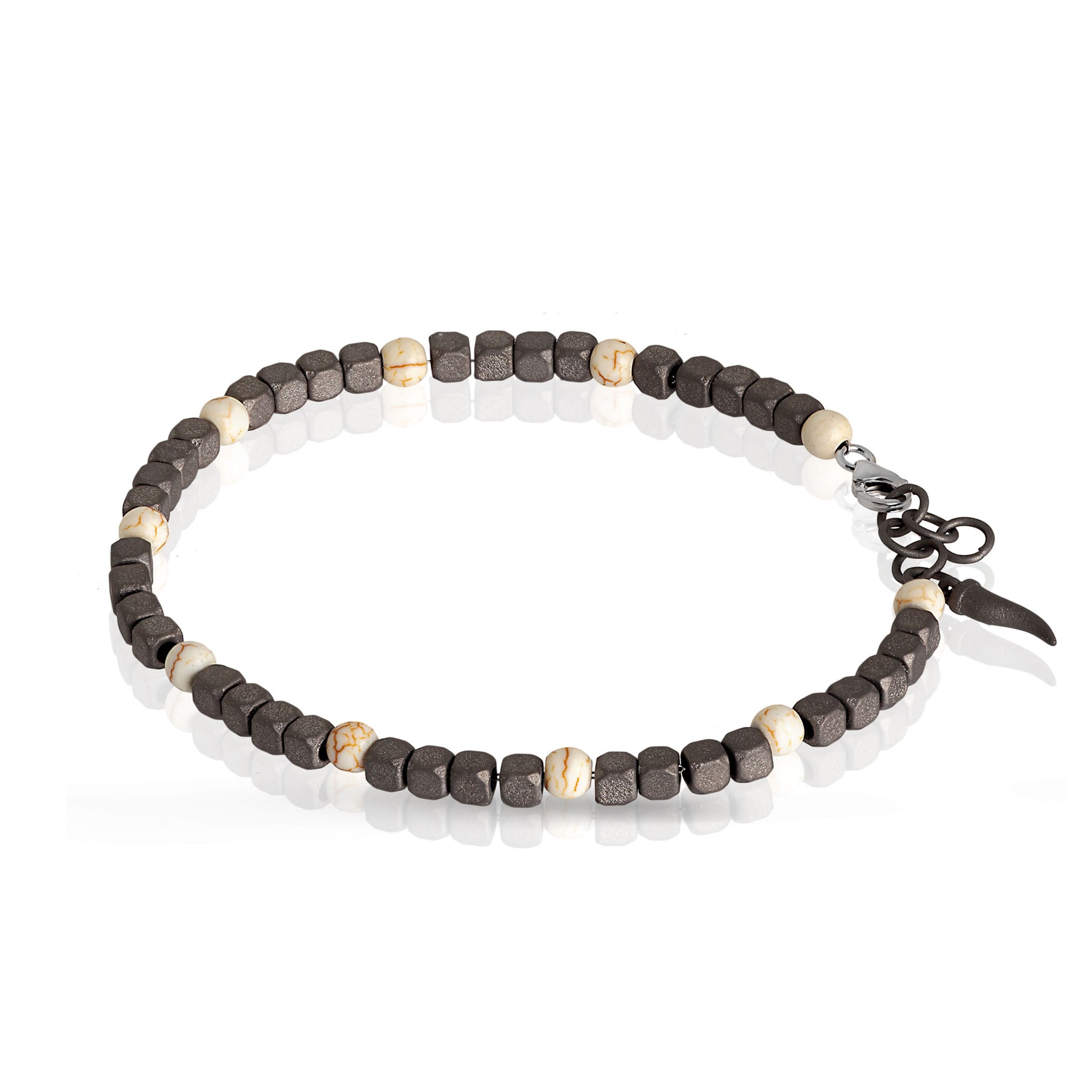 BRACCIALE UOMO IN TITANIO, PIETRE DURE E ORO BIANCO 9KT 