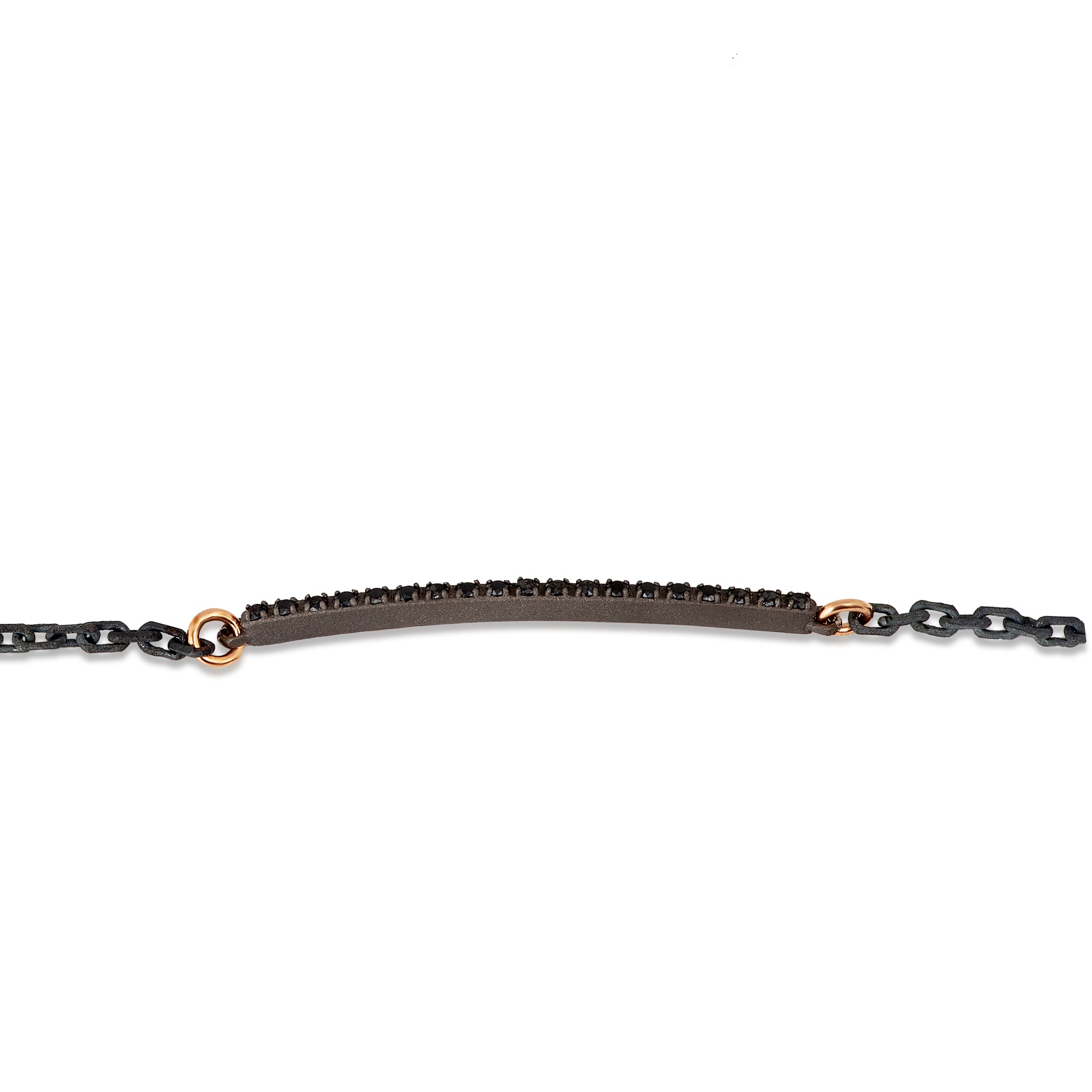 BRACCIALE UOMO CON BARRETTA IN TITANIO, 19 DIAMANTI BLACK, ORO ROSSO 9KT E 18 KT..