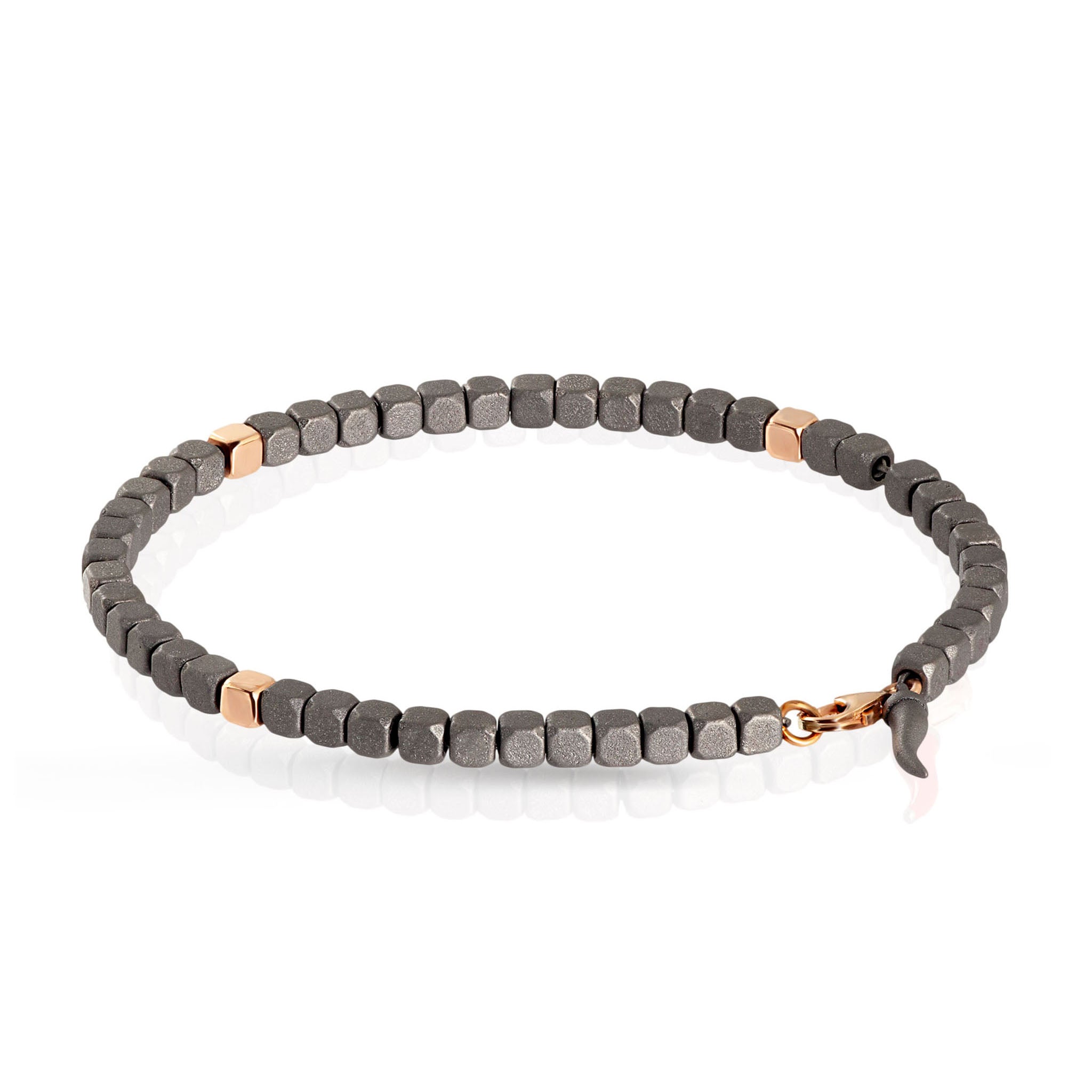 BRACCIALE UOMO CON CUBI IN TITANIO E IN ORO ROSSO 9KT