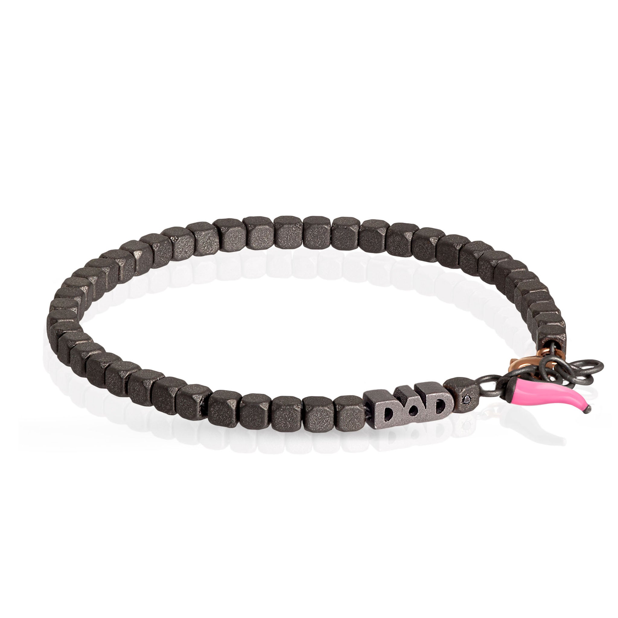 BRACCIALE DAD IN TITANIO, ORO ROSSO 9KT E CORNETTO ROSA