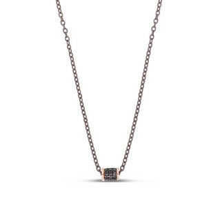 COLLANA DA UOMO IN TITANIO CON BARILOTTO IN ORO ROSSO 9 KT E DIAMANTI BLACK