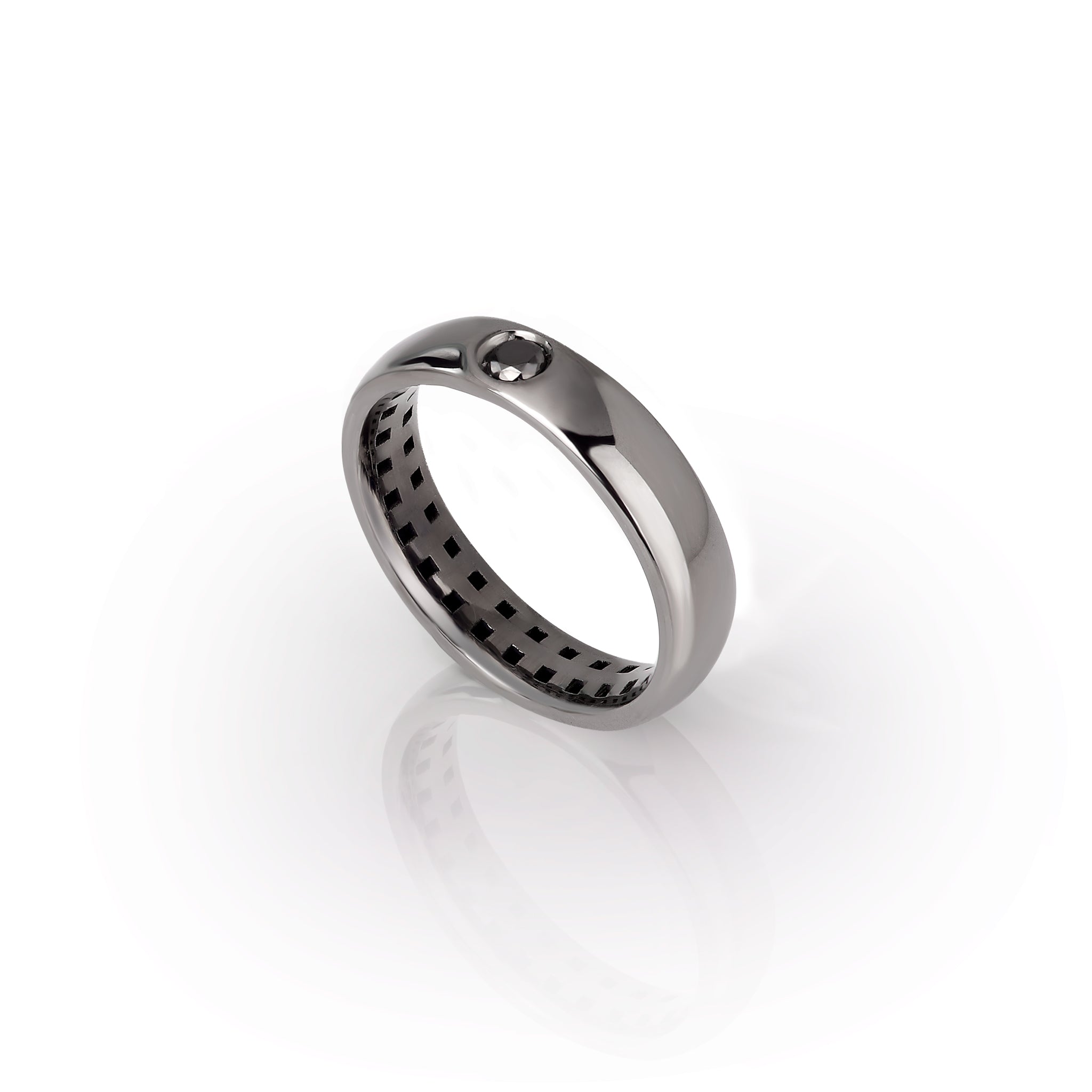 ANELLO UOMO SOLITARIO 9 KT BRUNITO CON DIAMANTE BLACK