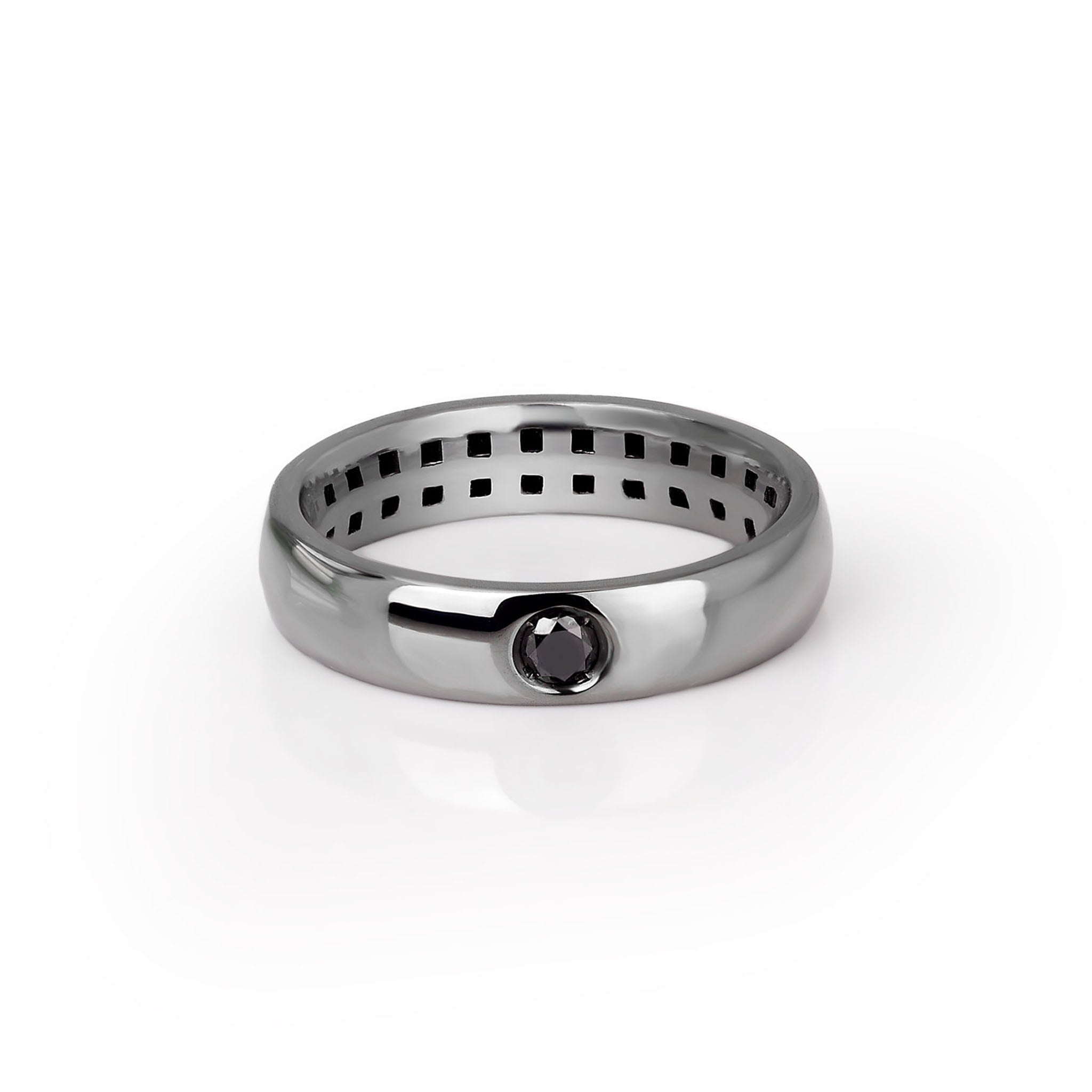 ANELLO UOMO SOLITARIO 9 KT BRUNITO CON DIAMANTE BLACK