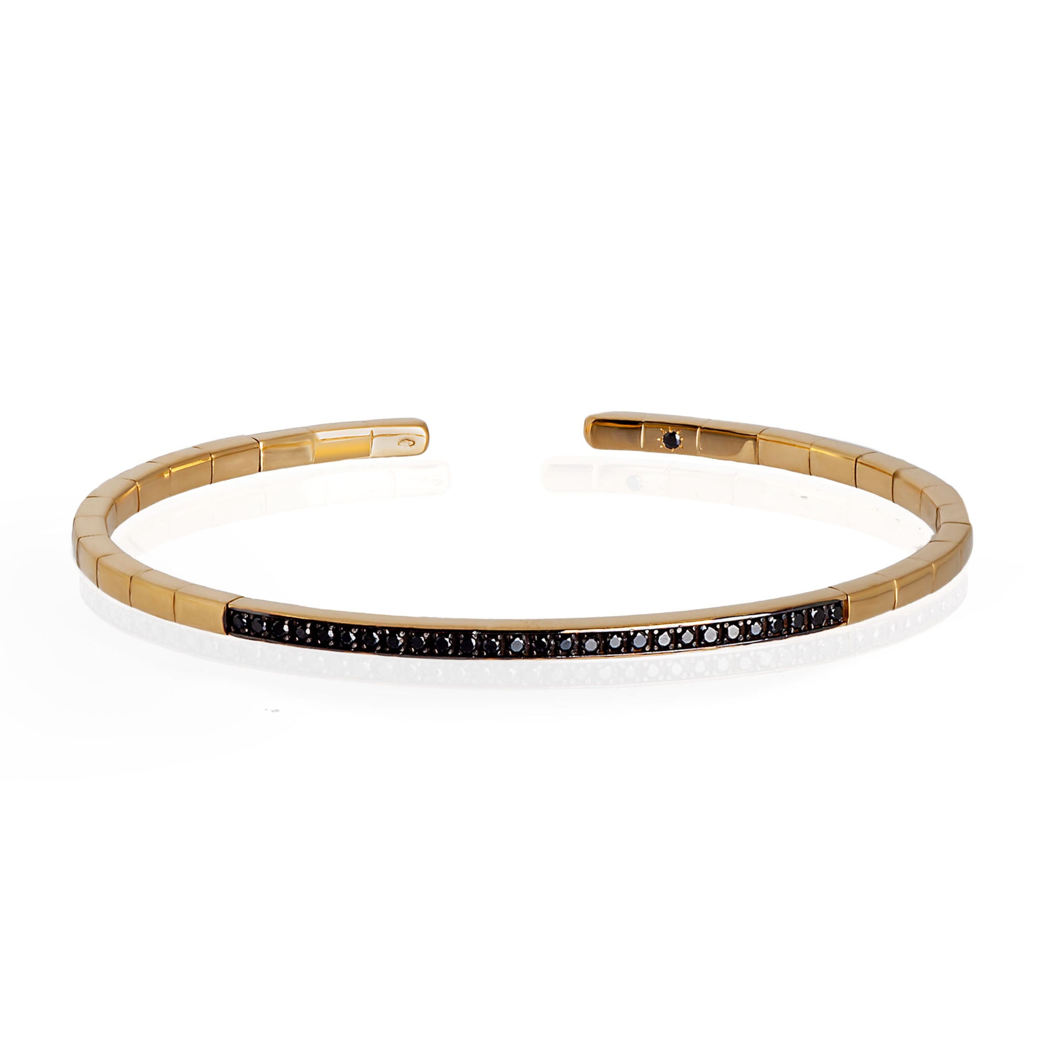 BRACCIALE A MOLLA IN ORO GIALLO 18 KT E 27 DIAMANTI BLACK DA 1 PUNTO