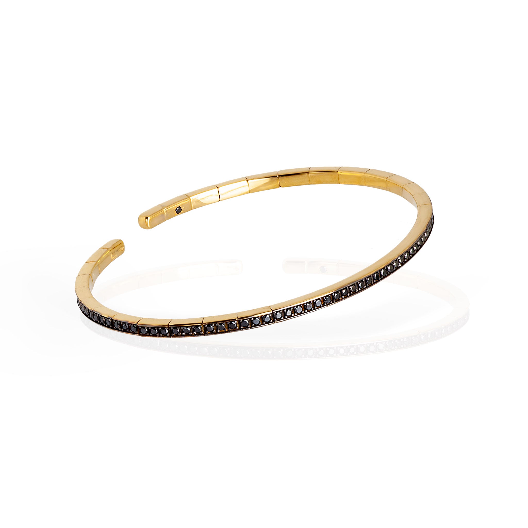 BRACCIALE UOMO A MOLLA IN ORO GIALLO 18 KT TUTTO INCASSATO CON BLACK