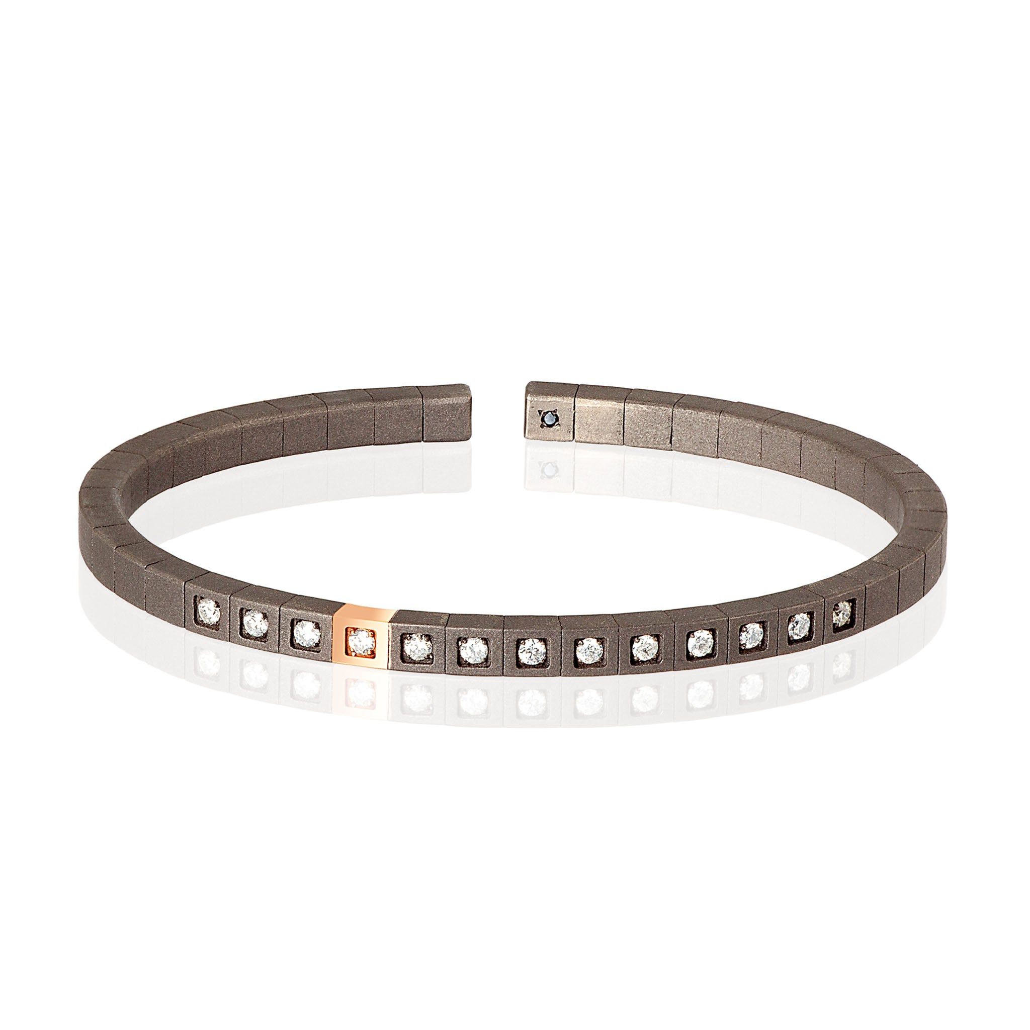 BRACCIALE UOMO IN TITANIO, ORO ROSSO 9 KT, DIAMANTI WHITE.