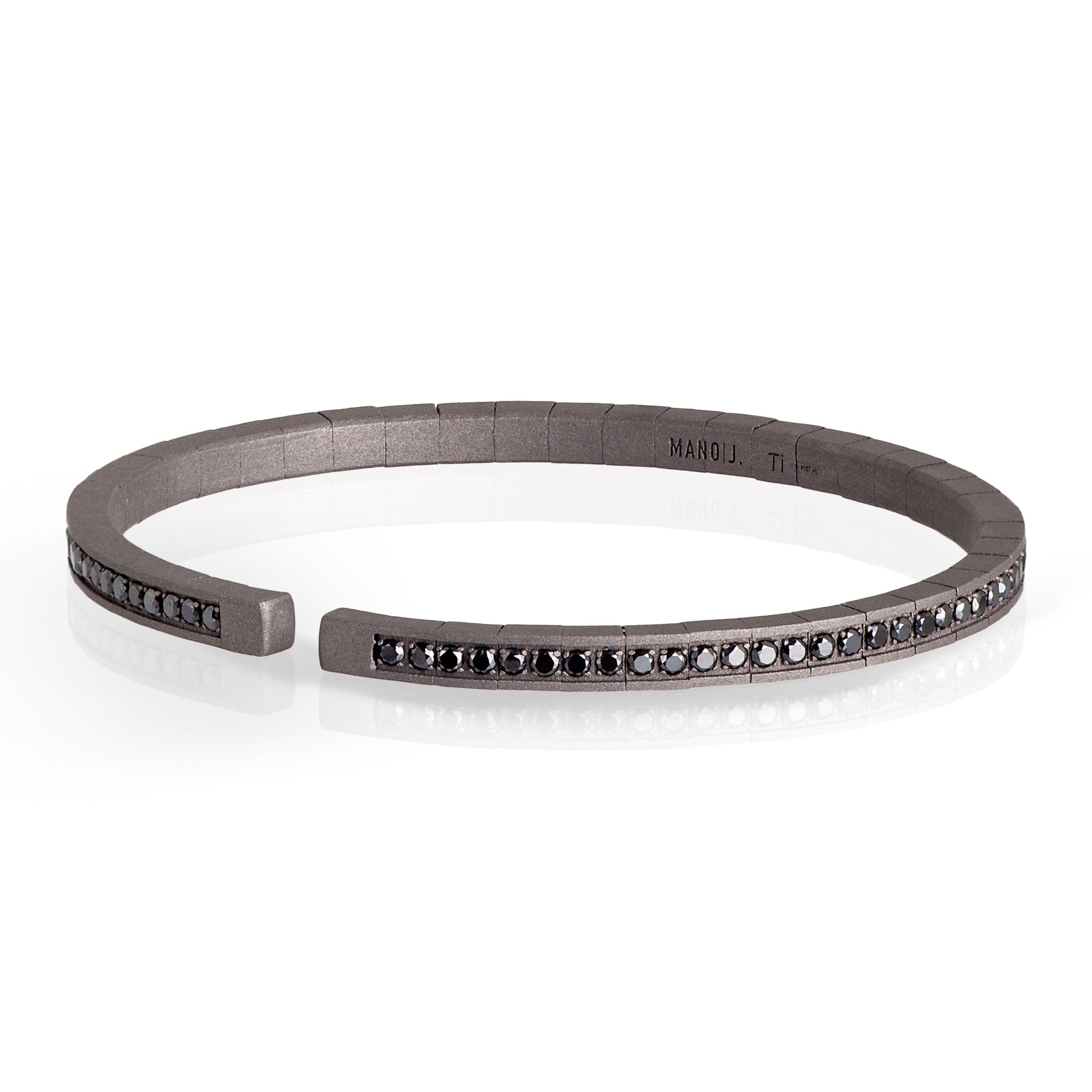 BRACCIALE UOMO A MOLLA BIG IN TITANIO TUTTO INCASSATO CON DIAMANTI BLACK